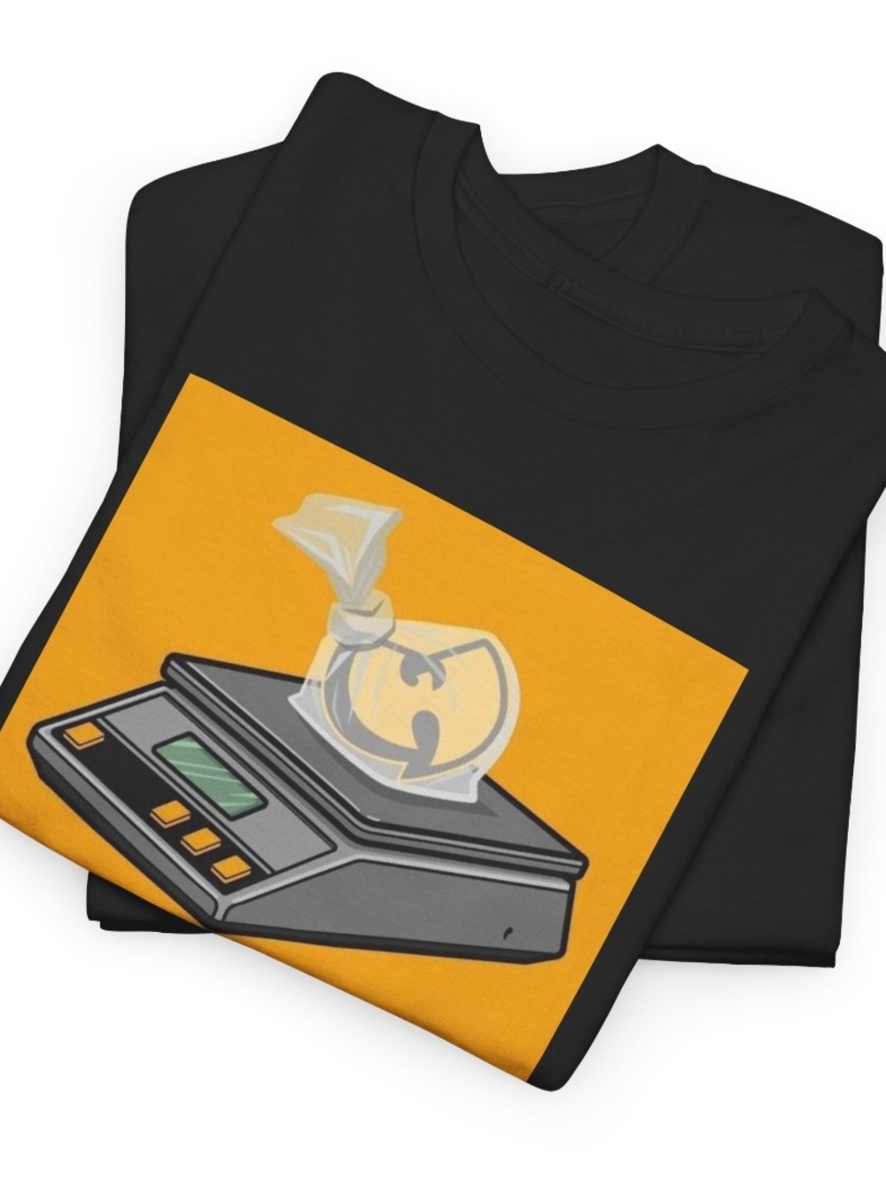 Black Graphic Tee with Yellow Scale Illustration - Picture 2 of 2